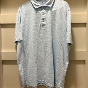 Peter Millar Men's Light Blue Striped Polo Pima cotton Shirt